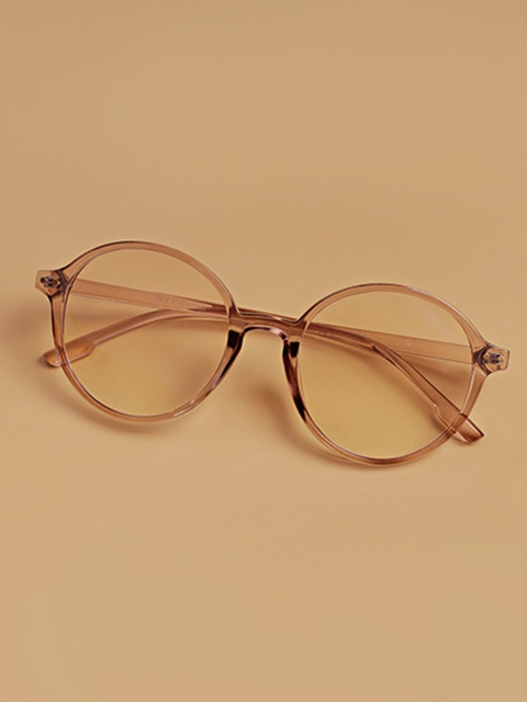 

FUZOKU Unisex Transparent & Purple Half Rim Round Frames