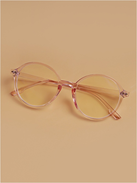 

FUZOKU Unisex Transparent & Purple Full Rim Oval Frames