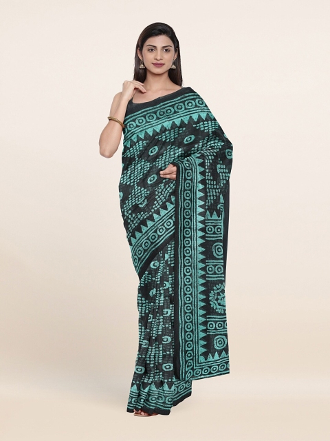 

Pothys Green & Black Ethnic Motifs Printed Saree