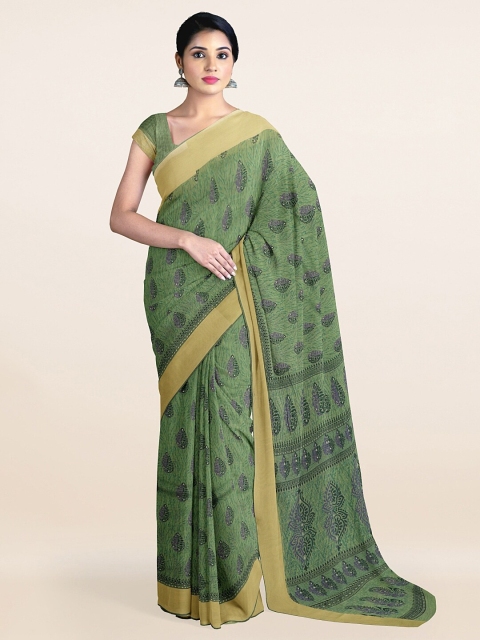 

Pothys Green & Grey Floral Printed Saree