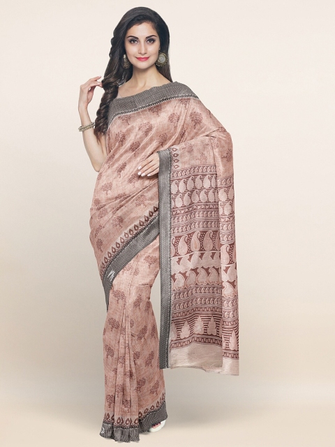 

Pothys Mauve & Black Floral Printed Cotton Blend Saree