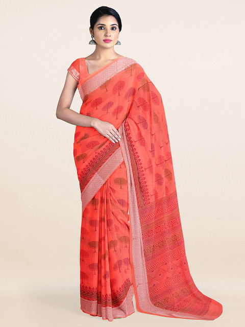 

Pothys Coral & Pink Printed Saree