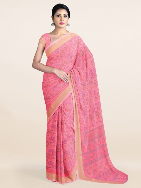 

Pothys Pink & Purple Paisley Printed Saree