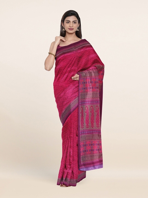 

Pothys Pink & Blue Ethnic Motifs Printed Saree