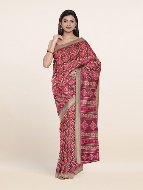 

Pothys Purple & Pink Printed Zari Saree