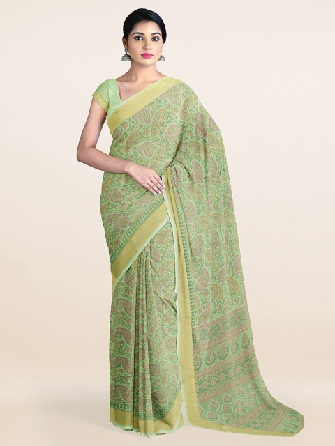 

Pothys Green & Pink Ethnic Motifs Printed Zari Saree