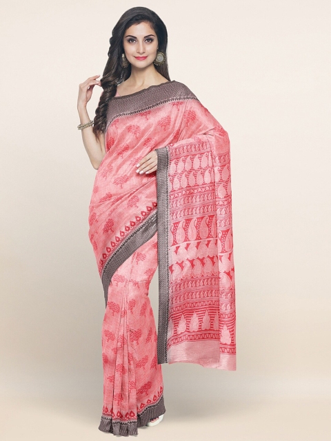 

Pothys Pink Ethnic Motifs Printed Saree