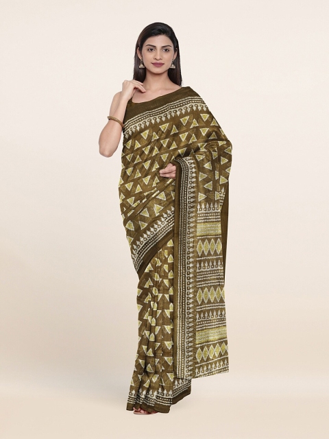 

Pothys Green & Off-White Batik Printed Saree