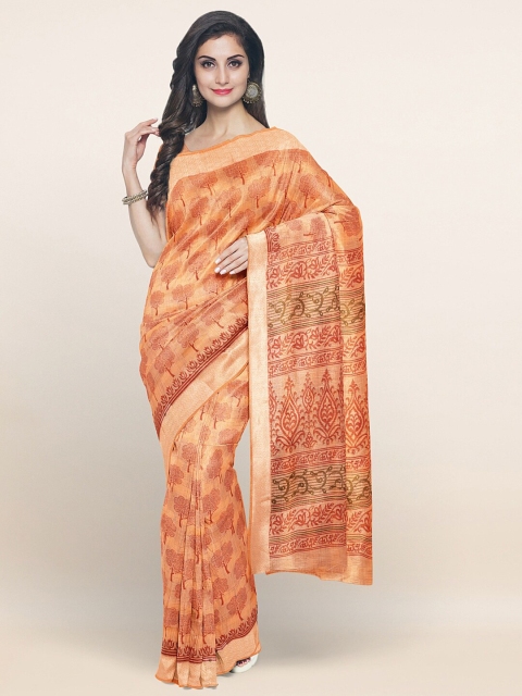 

Pothys Orange & Red Floral Printed Saree