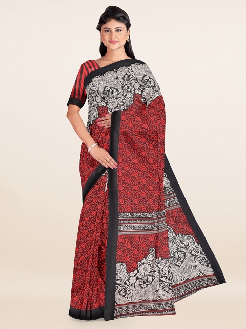 

Pothys Red & Black Ethnic Motifs Saree