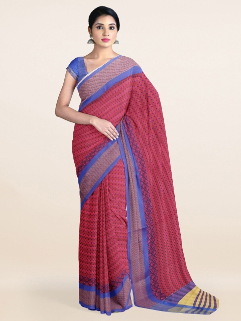 

Pothys Pink Floral Printed Cotton Blend Saree