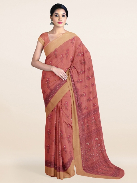 

Pothys Pink & Brown Floral Saree