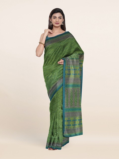 

Pothys Green Geometric Printed Cotton Blend Saree