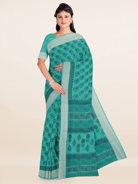 

Pothys Green & Blue Floral Saree