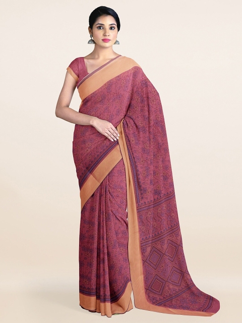 

Pothys Purple & Blue Floral Printed Saree