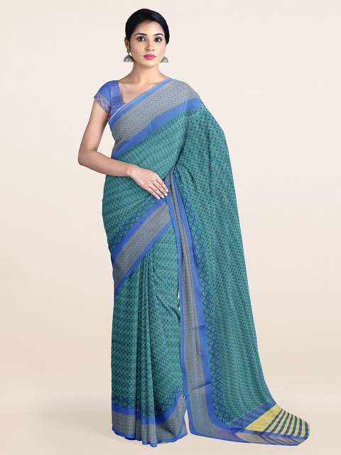 

Pothys Blue Geometric Printed Cotton Blend Saree