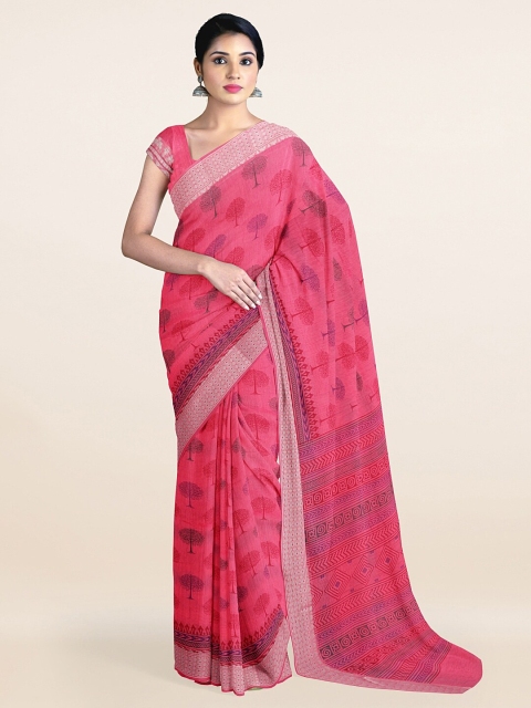 

Pothys Pink & Blue Ethnic Motifs Printed Saree