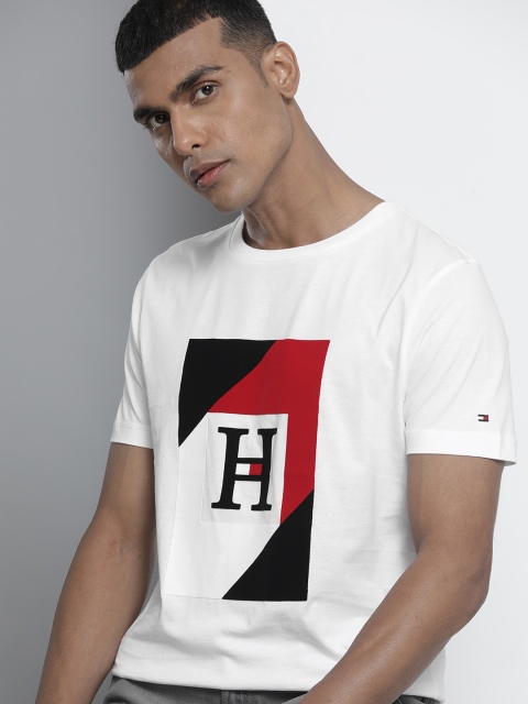 

Tommy Hilfiger Men White & Black Printed T-shirt