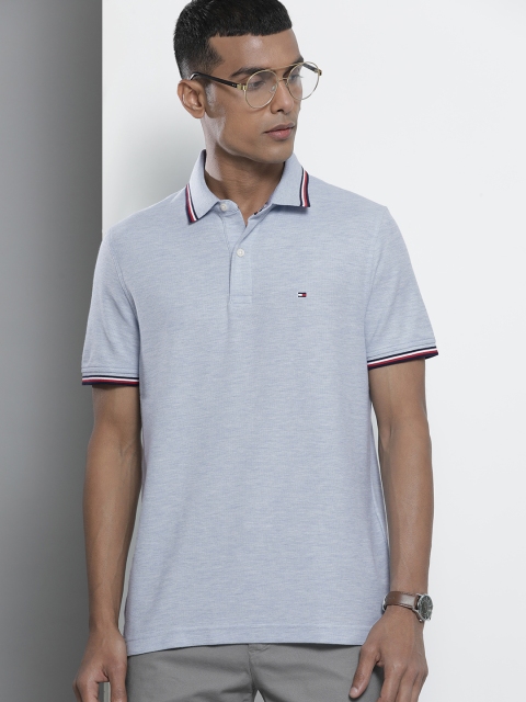 

Tommy Hilfiger Men Blue Solid Polo Collar T-shirt
