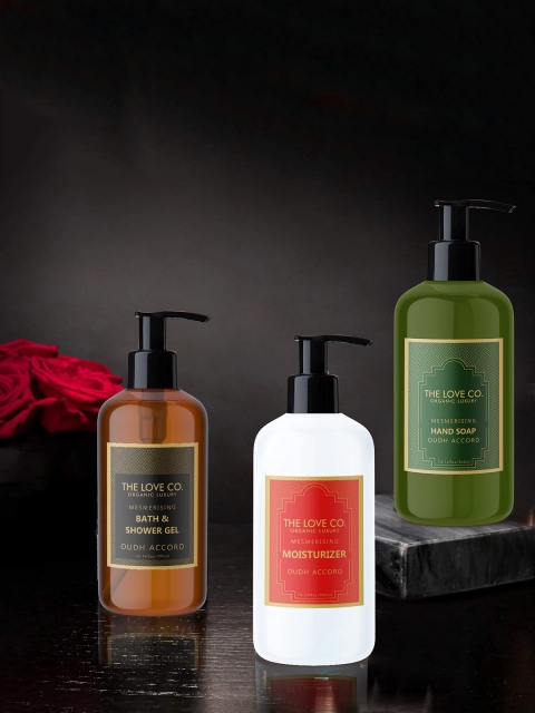 

THE LOVE CO. Set Of 3 Liquid Hand Wash With Moisturizer & Shower Gel, White