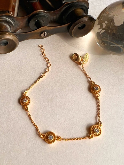 

Amaltaas Women Gold-Toned & White Brass Onyx Gold-Plated Charm Bracelet