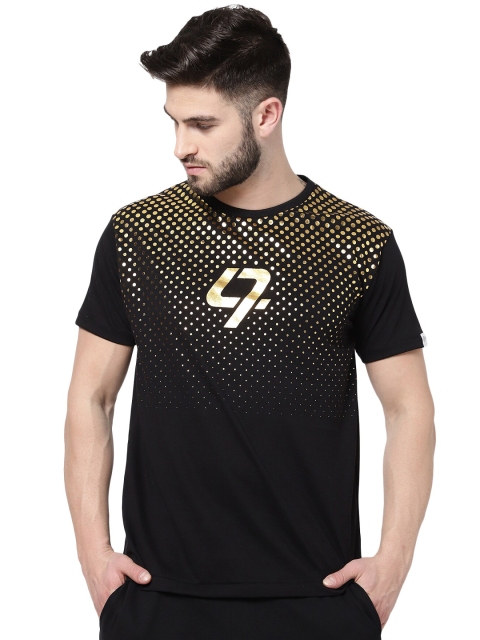 

djbravo 47 Men Black Polka Dots Embellished Cotton T-shirt
