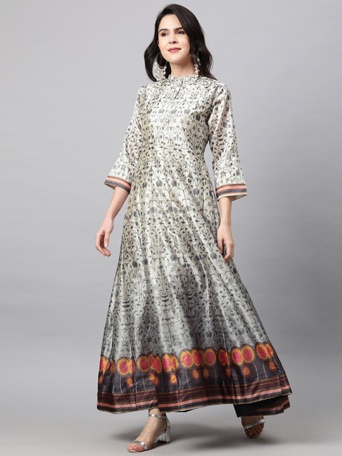 

FASHOR Green Ethnic Motifs Ethnic Maxi Dress