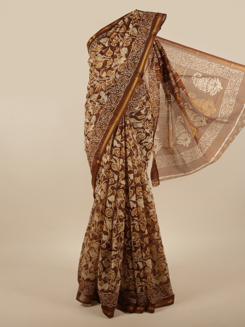 

Pothys Brown & Gold-Toned Ethnic Motifs Saree