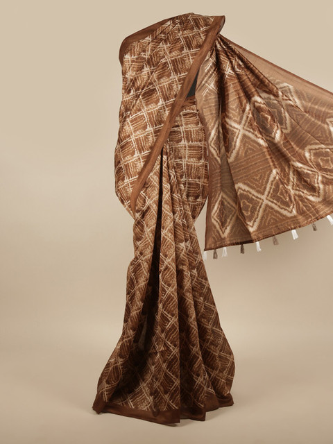 

Pothys Brown & White Batik Printed Saree