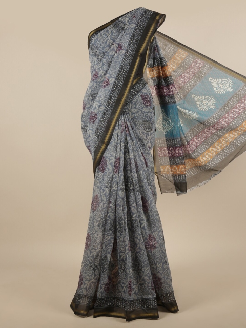 

Pothys Grey & White Floral Printed Zari Saree