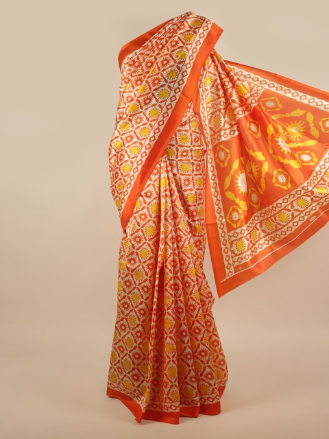 

Pothys Orange & White Printed Saree