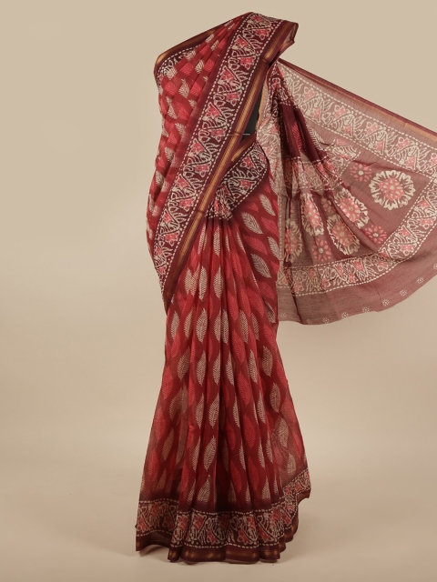 

Pothys Brown & White Floral Printed Zari Saree