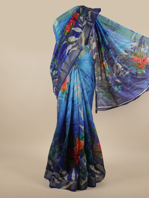 

Pothys Blue & Orange Floral Saree