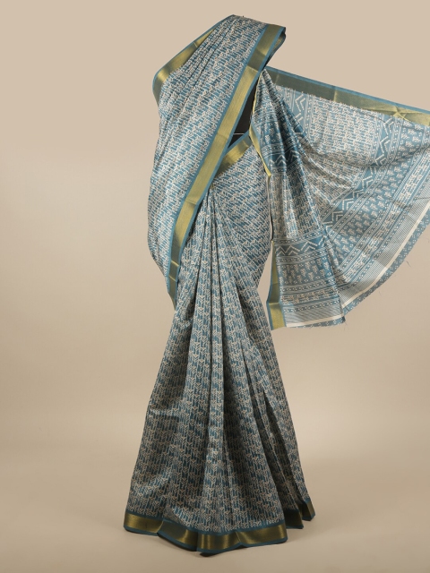 

Pothys Blue & Gold Striped Zari Saree