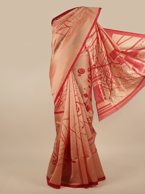 

Pothys Beige & Red Printed Cotton Blend Saree