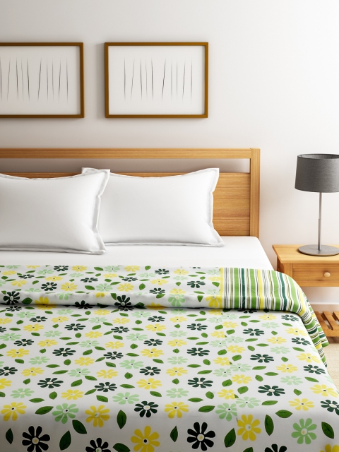 

SWAYAM Yellow & Green Floral Print Anti-Allergic AC Double Comforter