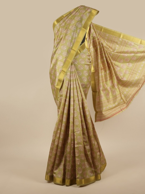 

Pothys Green & Beige Floral Saree
