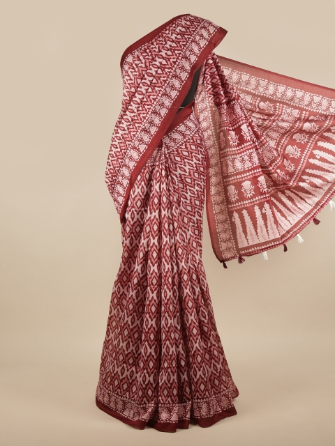

Pothys Maroon & Off White Ethnic Motifs Saree
