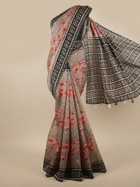 

Pothys Grey Floral Printed Cotton Blend Saree