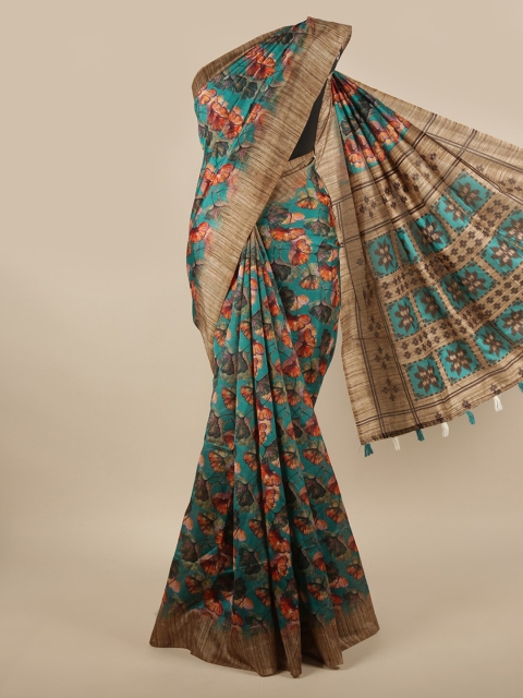 

Pothys Green & Orange Floral Saree