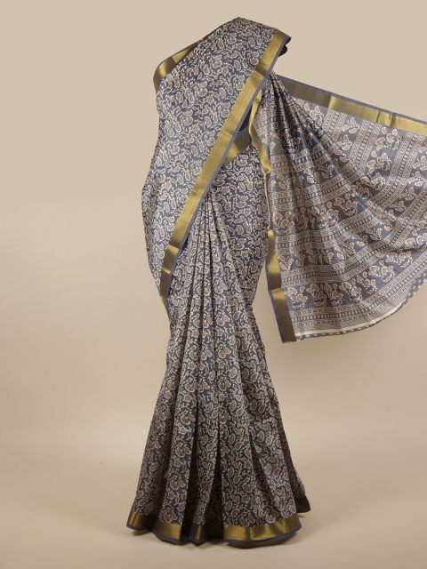 

Pothys Blue Floral Printed Cotton Blend Saree