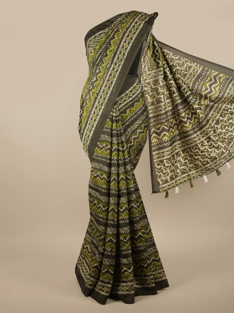 

Pothys Green & Black Batik Printed Saree