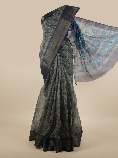 

Pothys Blue Floral Printed Cotton Blend Saree