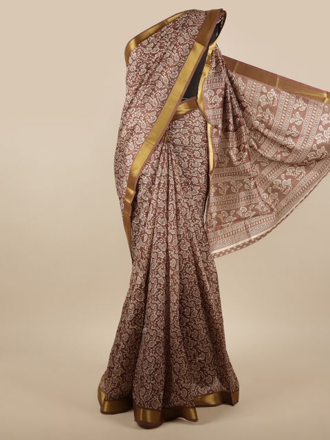 

Pothys Brown & Off White Paisley Saree