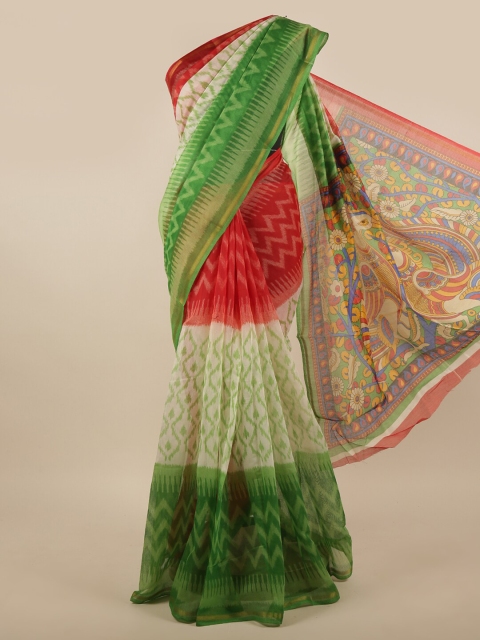 

Pothys Green & Red Printed Zari Saree