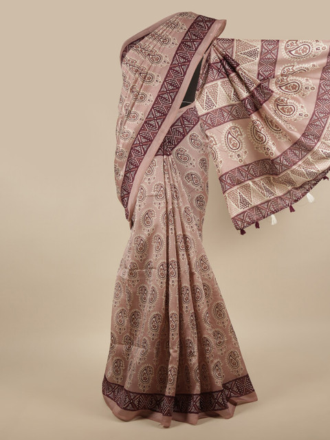 

Pothys Mauve & Purple Ethnic Motifs Printed Saree