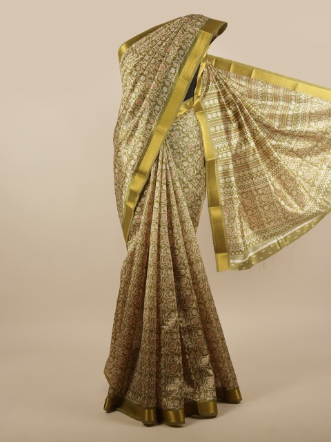 

Pothys Green Floral Printed Cotton Blend Saree