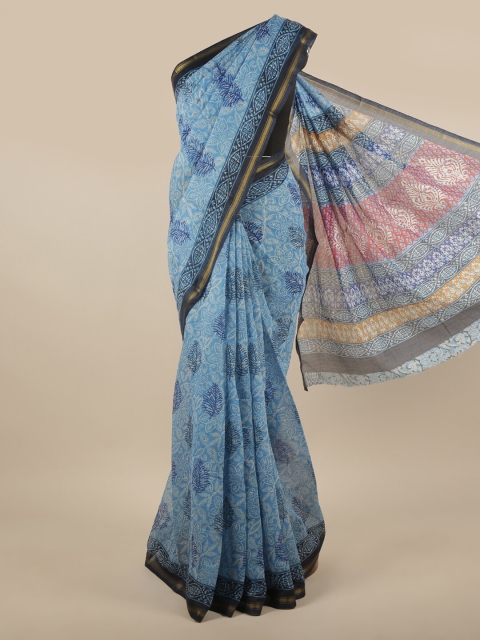 

Pothys Blue & White Floral Printed Zari Saree