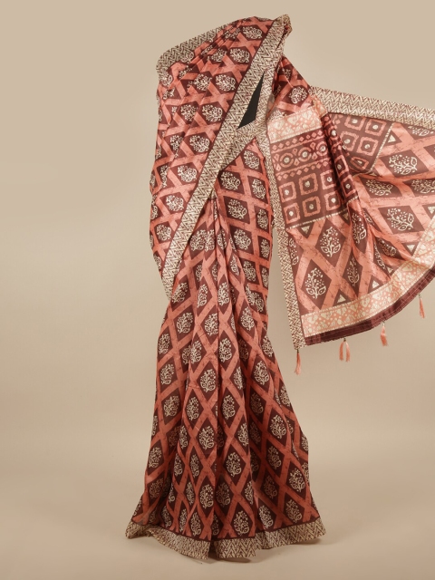

Pothys Brown & Cream-Coloured Ethnic Motifs Saree