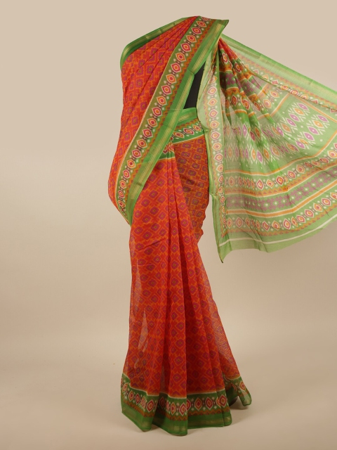 

Pothys Orange & Green Printed Saree